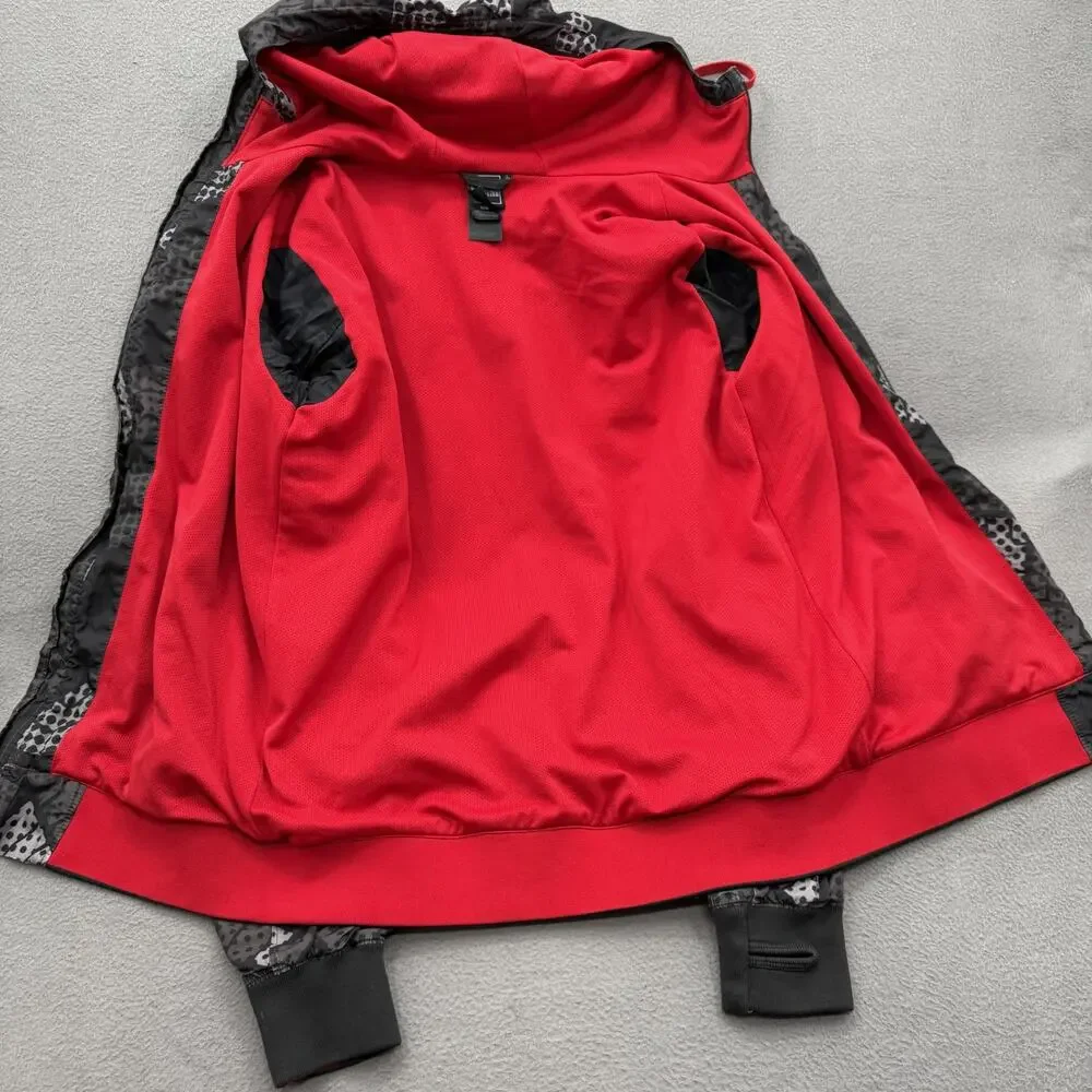 The North Face Jacket Mens Medium Gray Hooded Full Zip Lined‎ Geometric Pattern